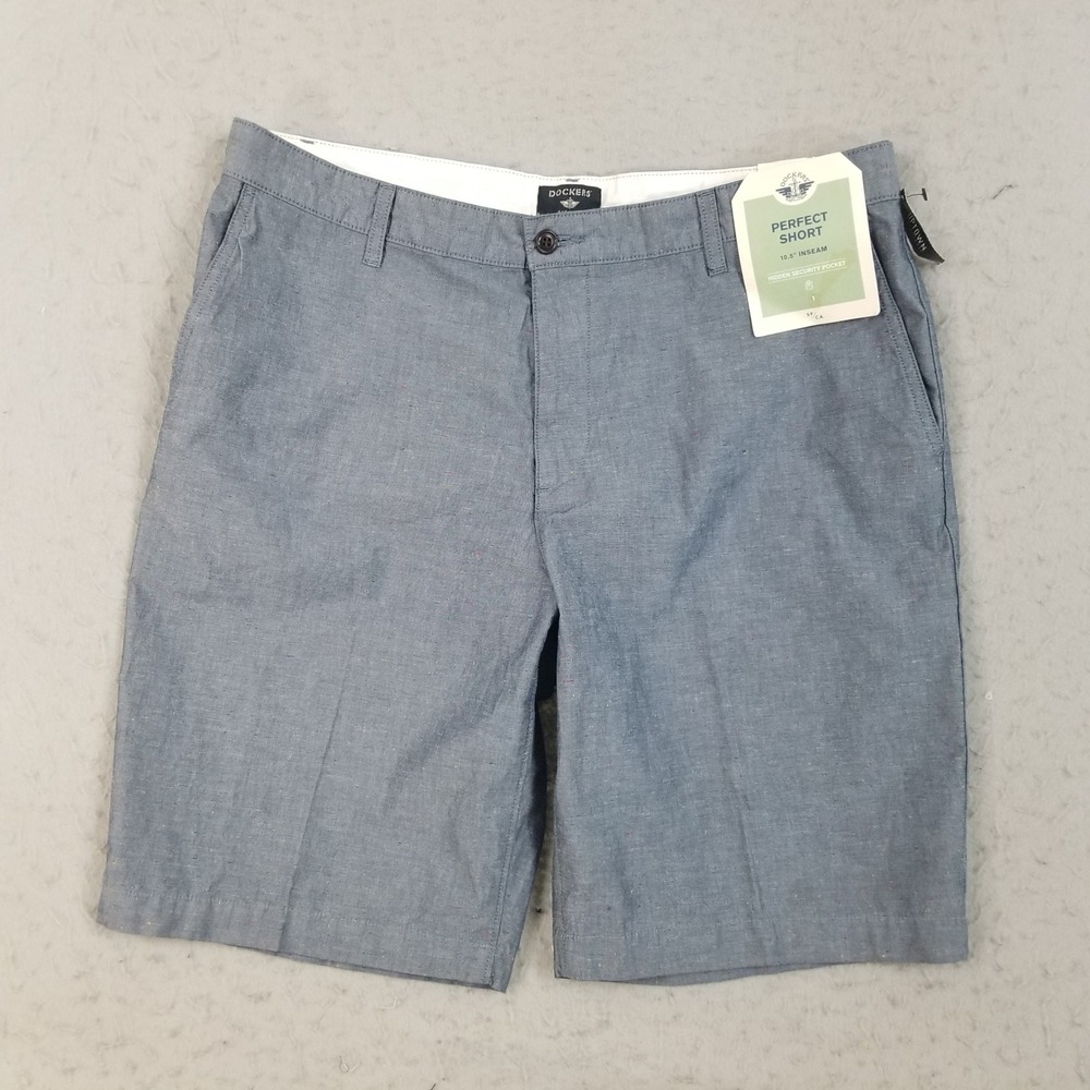 Dockers Shorts Mens 38 Blue Perfect Short 10.5 Inseam Neps Cotton 35412-0213